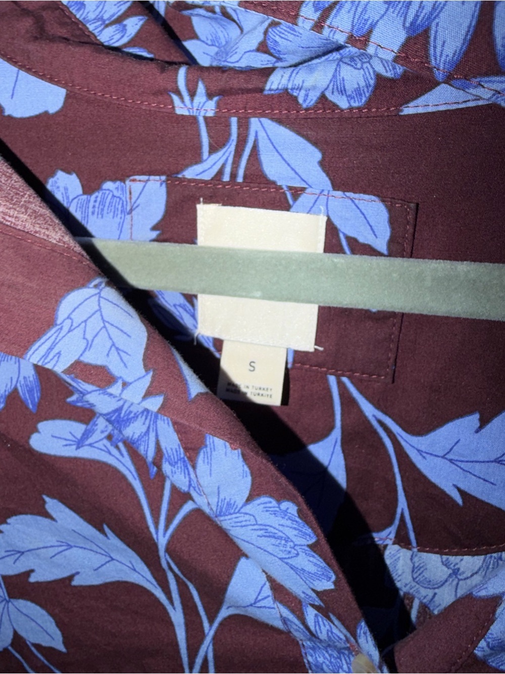 Anthropologie Brown Midi Shirt Dress with Light Blue Floral - Picture 3 of 3